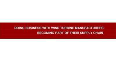 Doing business with wind turbine manufacturers