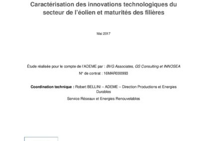 Caractérisation des innovations technologiques du secteur de l’éolien et maturités des filières